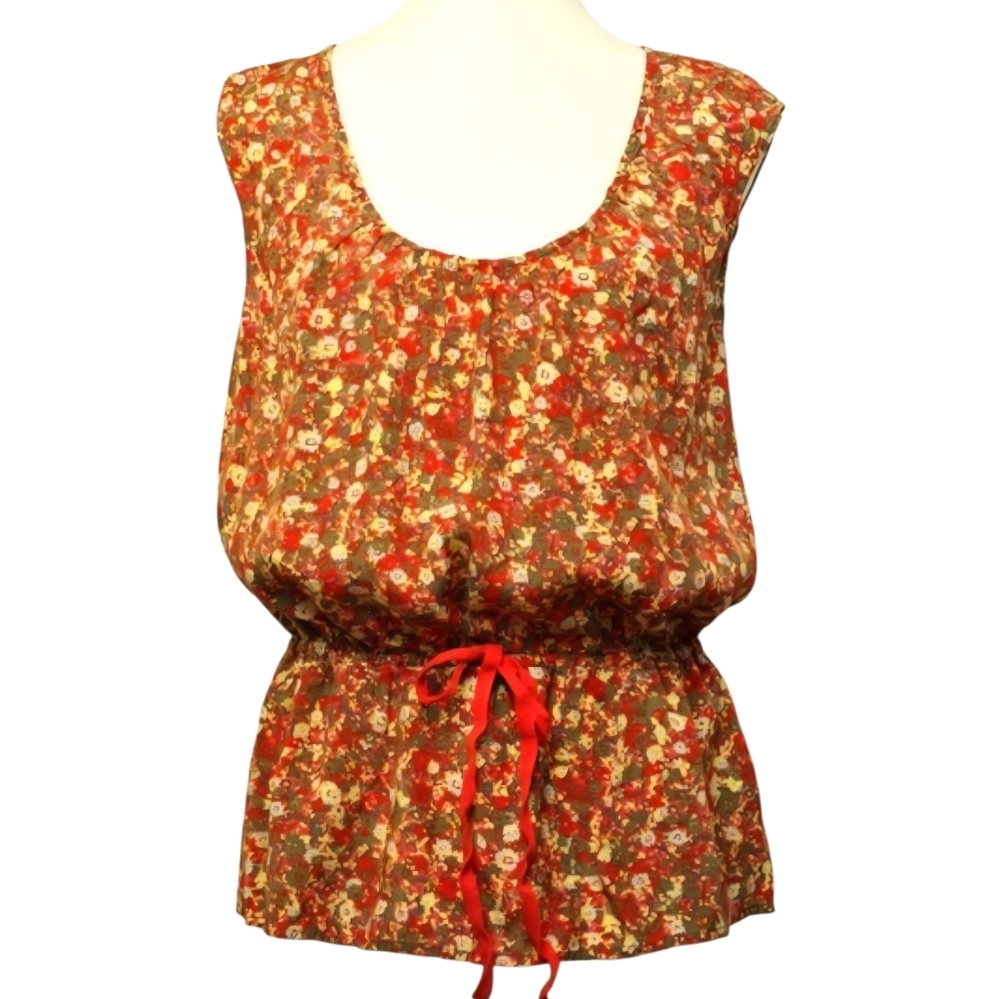 DKNY Jeans Vintage Ditsy Floral Blouse Sz S Sleeveless Lightweight Feminine Top